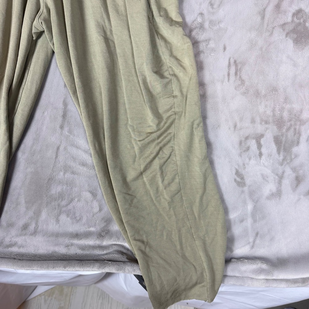 Athleta Womens Small Olive Green Racerback Knit Wide Leg Jumpsuit Loungewear - Picture 6 of 7